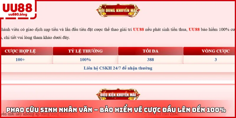bảo hiểm cược thua thể thao casino uu88