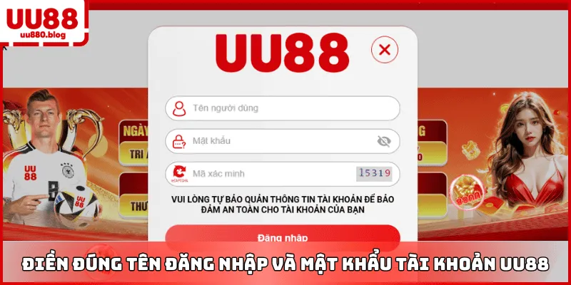 giao diện biểu mẫu đăng nhập uu88