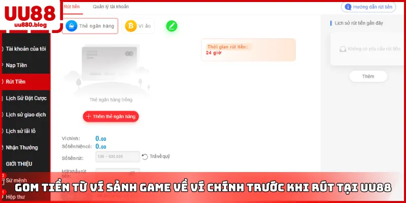 giao diện chuyển quỹ hệ thống uu88