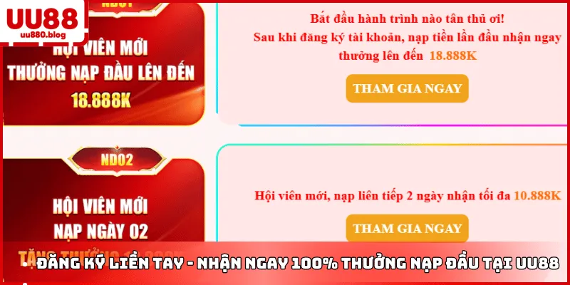 khuyến mãi thưởng nạp đầu uu88