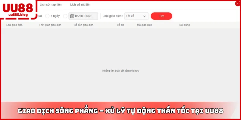 lịch sử giao dịch rút tiền thành công uu88